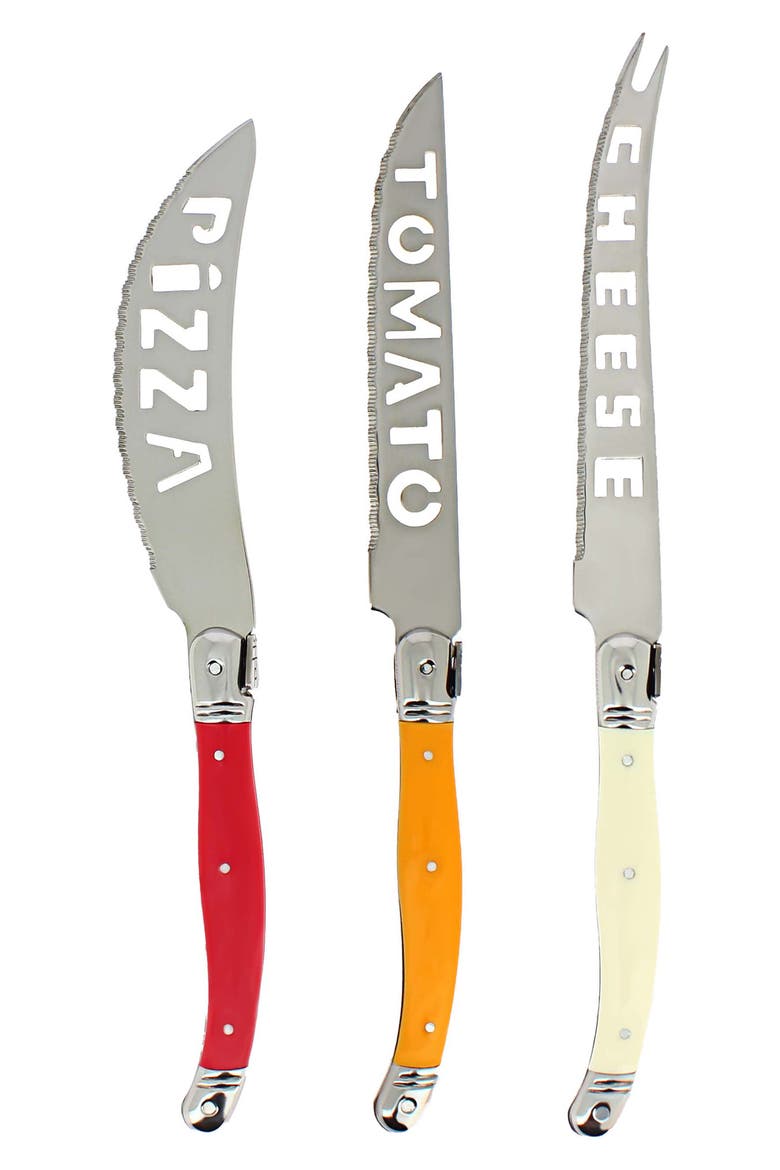 3-Piece Laguiole Pizza Tomato & Cheese Knife Set, Main, color, ORANGE/RED/CREAM