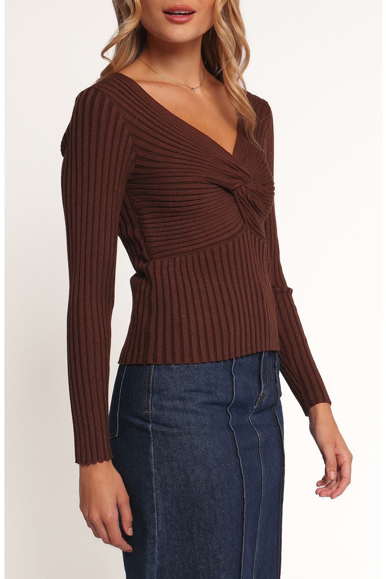 Demi Twist Rib Sweater, Alternate, color, BROWN