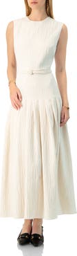IVONNE Sleeveless Long Dress with Wide Skirt Pleats