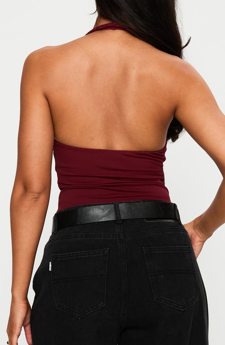 Princess Polly Someone New Halter Bodysuit, Alternate, color, Burgundy