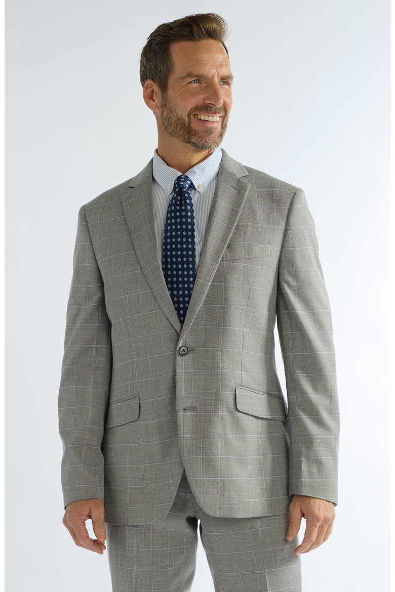 Hoxton Slim Fit Grey Windowpane Suit, Alternate, color, GREY