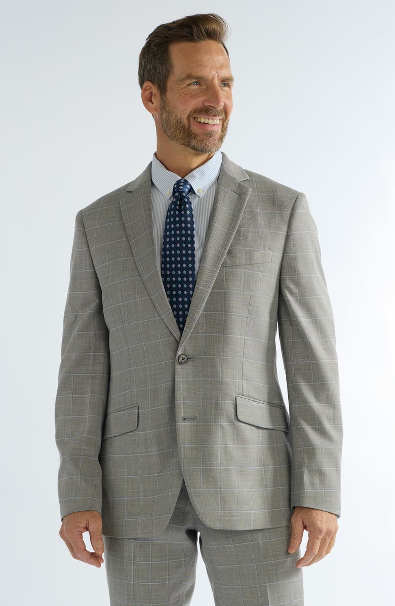SAVILE ROW CO Hoxton Slim Fit Grey Windowpane Suit, Alternate, color, Grey