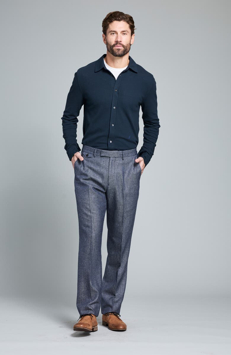 Billy Reid Textured Cotton Button-Up Shirt, Alternate, color, Carbon Blue