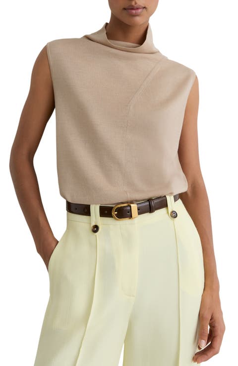 Honey Funnel Neck Knit Shell