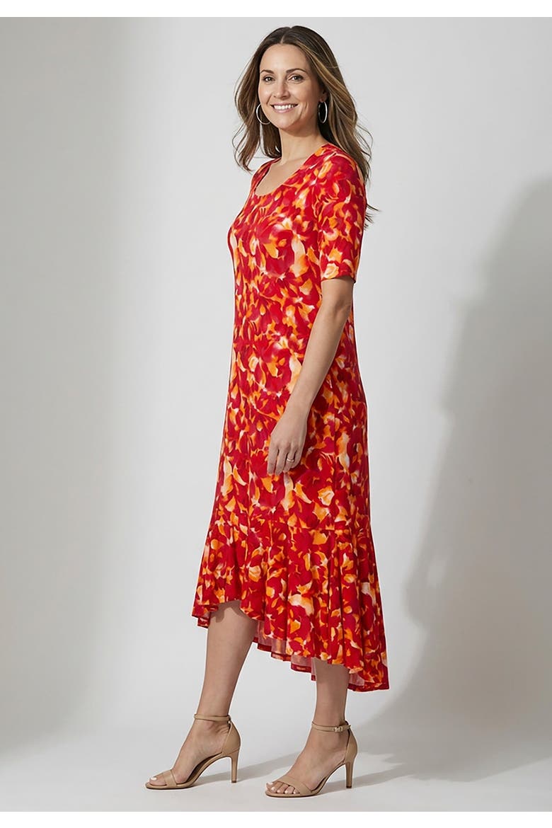 Stretch Knit Flounce Hem Maxi Dress, Alternate, color, PINK DREAMY FLORAL