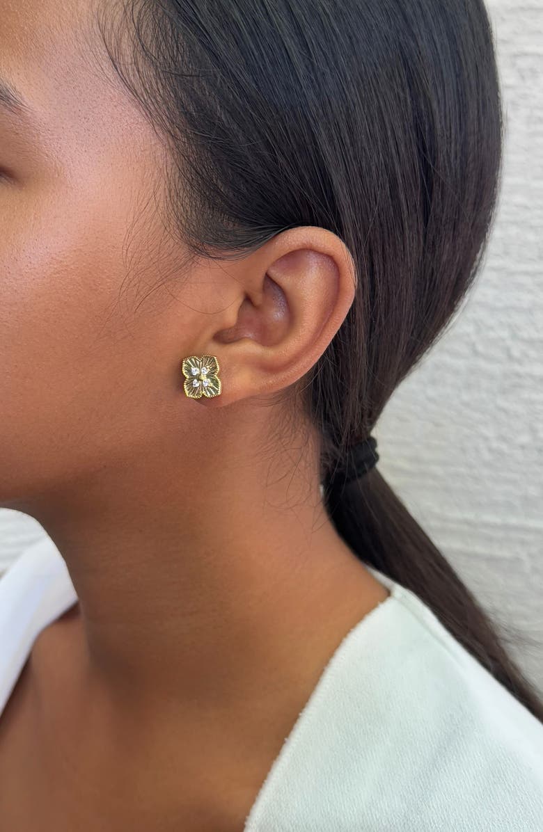 Adornia CZ Clover Stud Earrings, Alternate, color, Gold