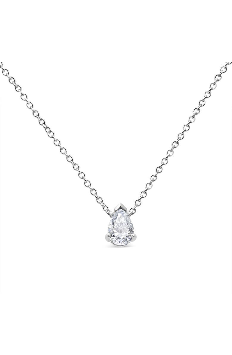 Haus of Brilliance 14K White Gold 1/2 Cttw Lab Grown Pear Shape Solitaire Diamond Pendent Necklace, Alternate, color, White