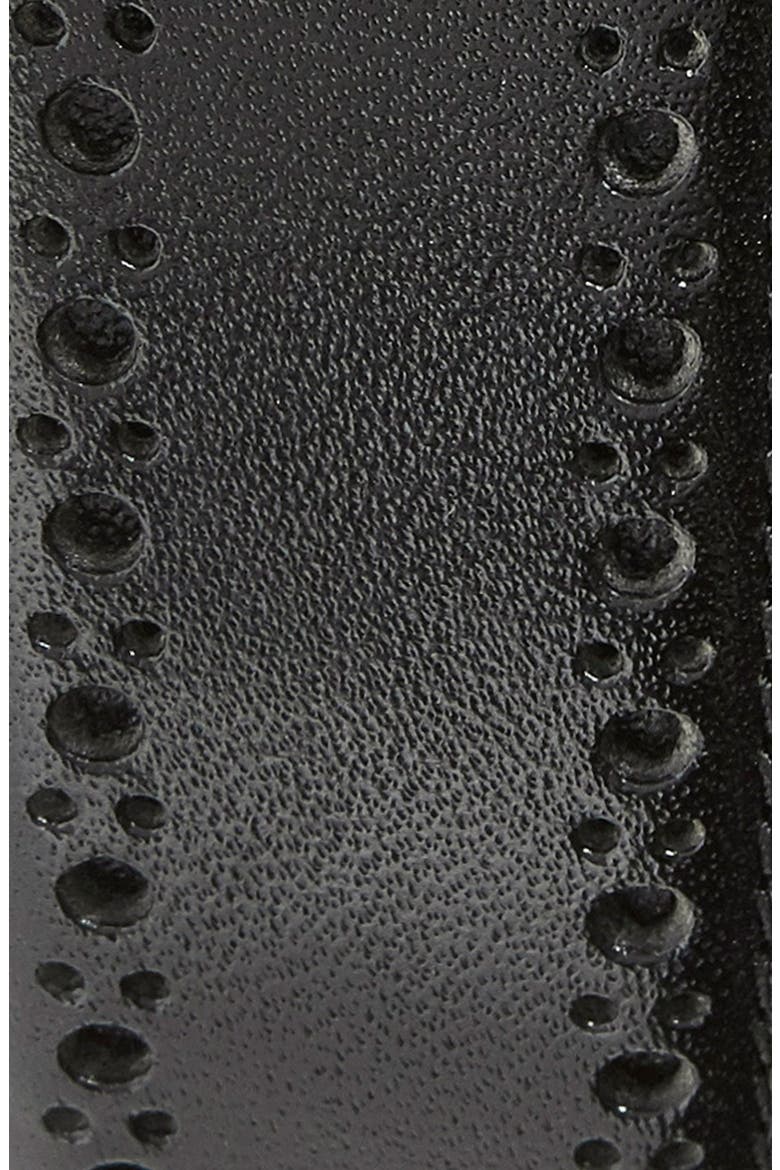 Perforated Leather Belt, Alternate, color, BLACK