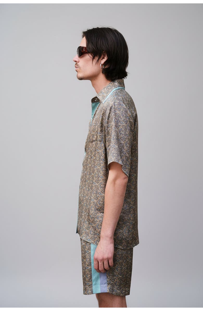 Monzlapur Paisley Motif Short Sleeve Shirt, Alternate, color, Mint