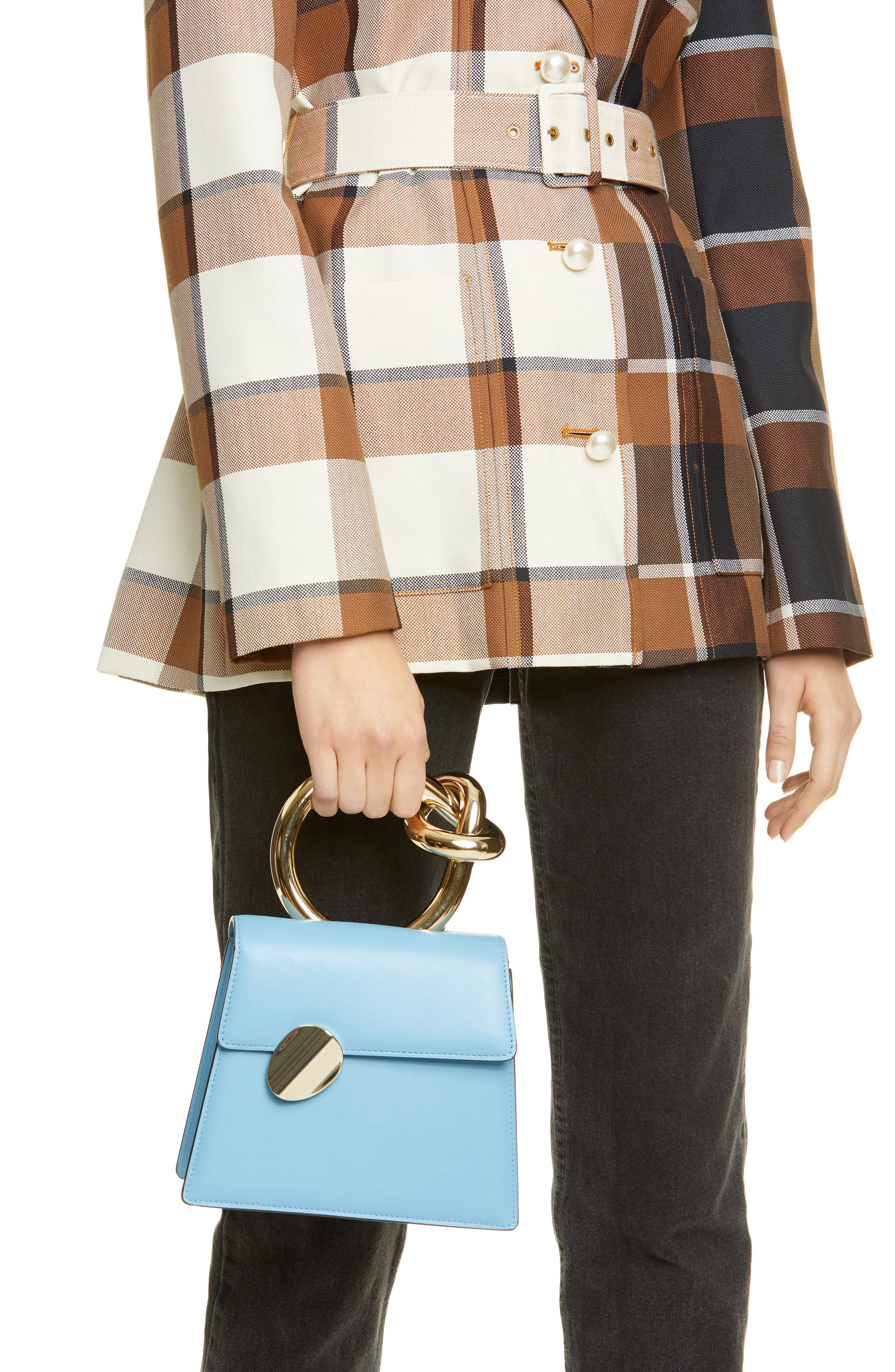 Benedetta Bruzziches Small Brigitta Santorini Calfskin Leather Top Handle Satchel, Alternate, color, 