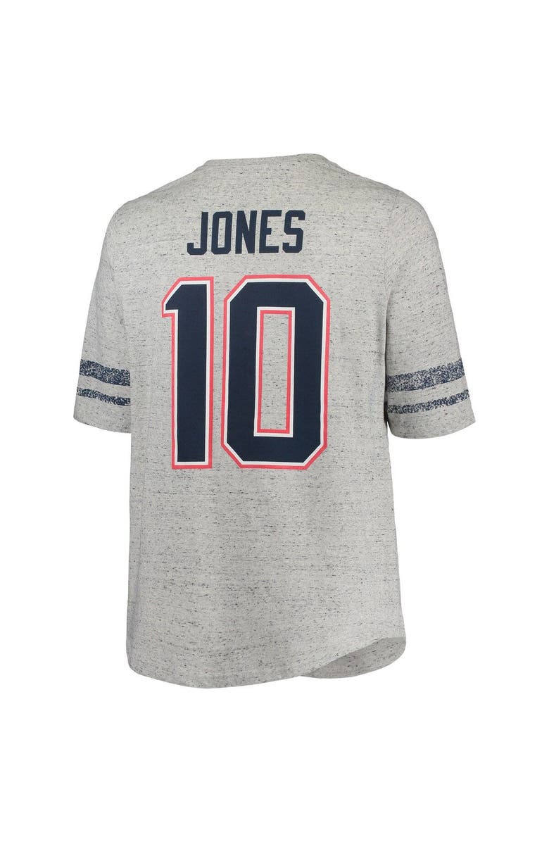 PROFILE Men's Mac Jones Heathered Gray New England Patriots Plus Size Lace-Up V-Neck T-Shirt, Alternate, color,