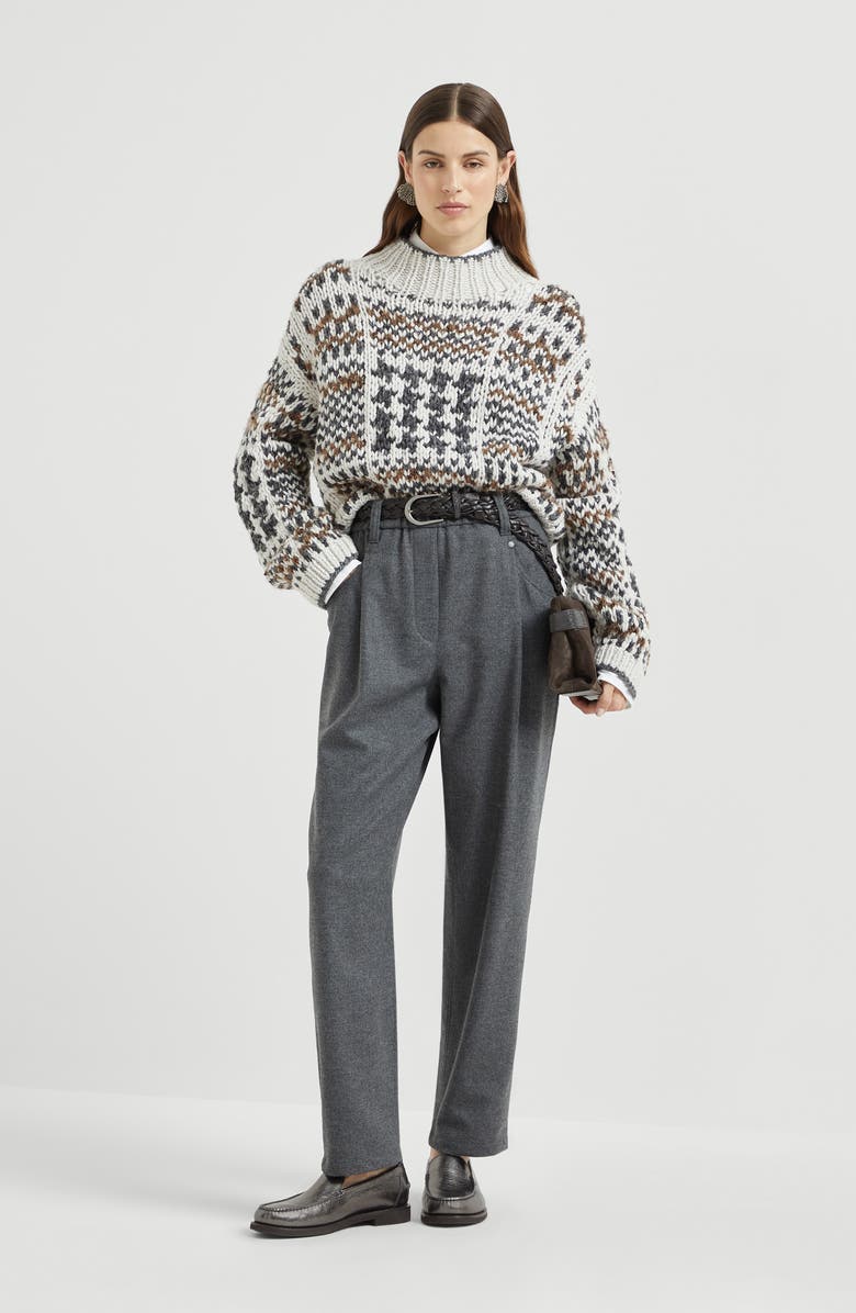 Brunello Cucinelli Flannel twill Baggy trousers, Alternate, color, Lead