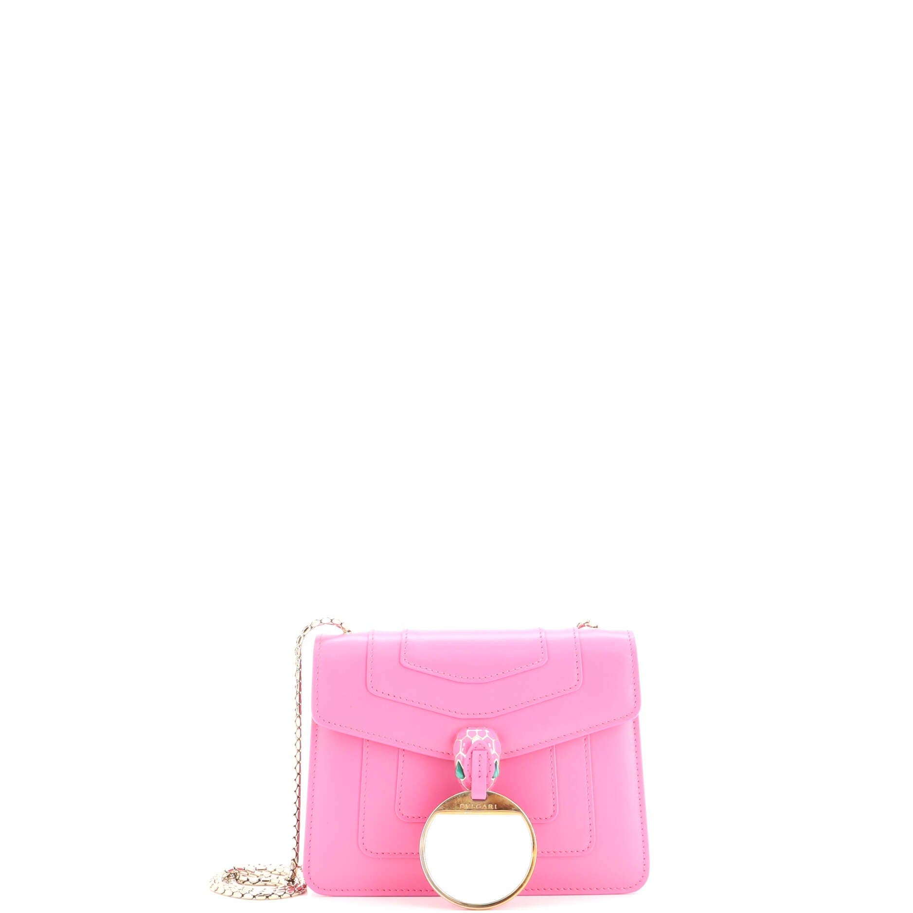 Serpenti Forever Square Shoulder Bag Leather Small, Alternate, color, Pink
