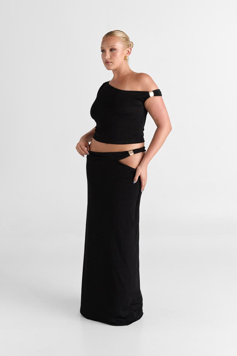 Lilah Maxi Skirt, Alternate, color, Black