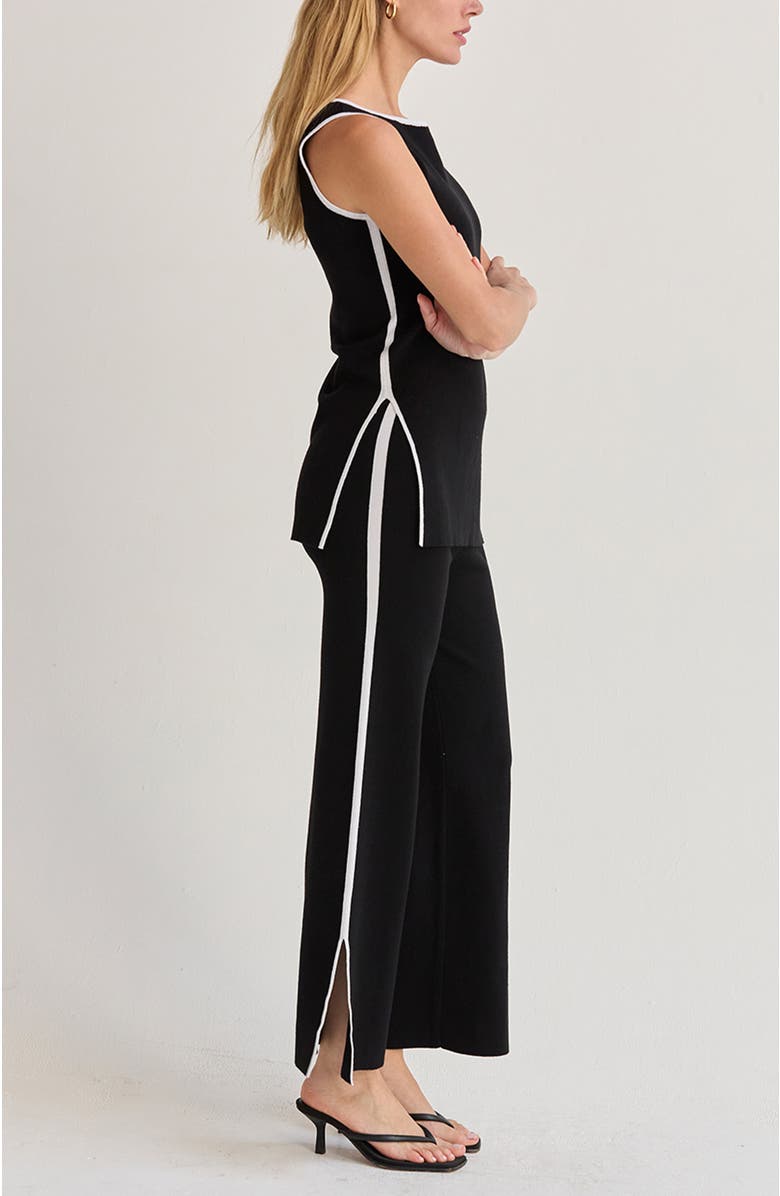 CRESCENT Contrast Pop Sweater Knit Two Piece Set, Alternate, color, Black/White