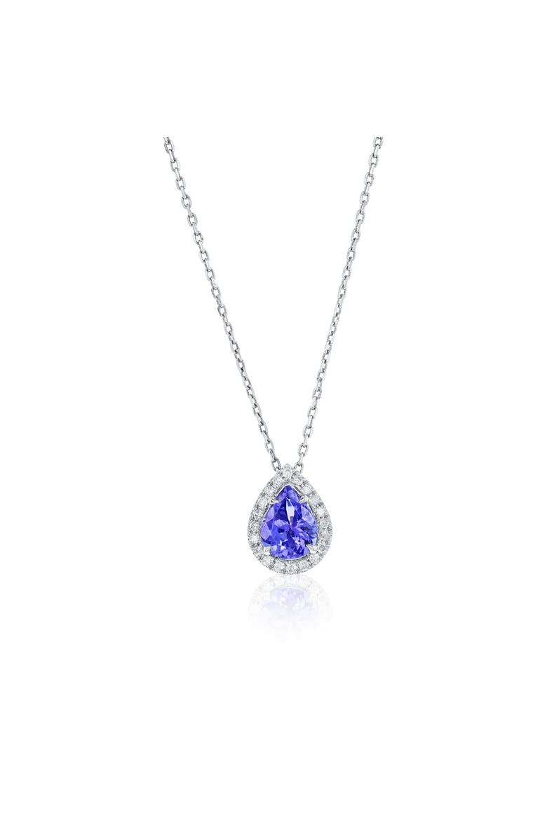 14K Gold Tanzanite & White Diamond Pendant Necklace, Main, color, Blue