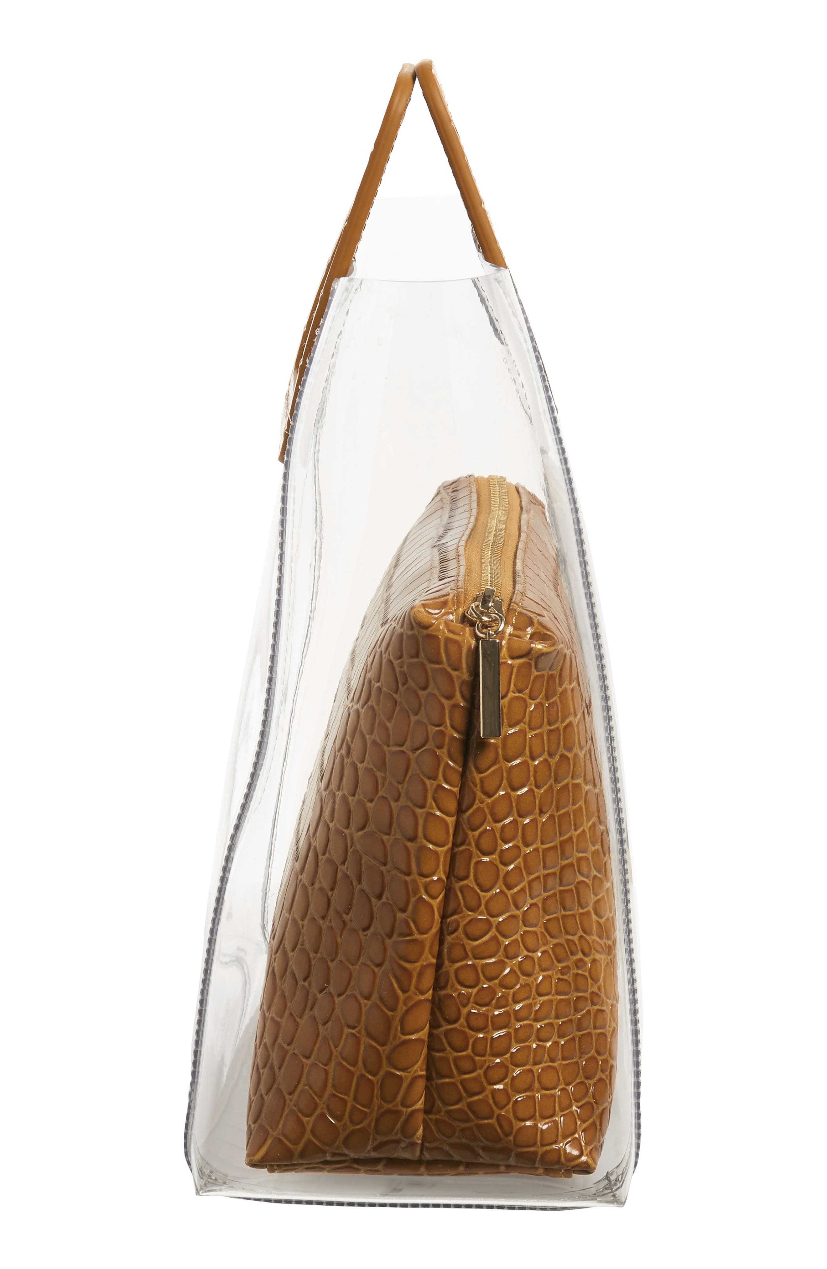 STAUD Shirley Transparent Tote, Alternate, color, Clear/ Tan