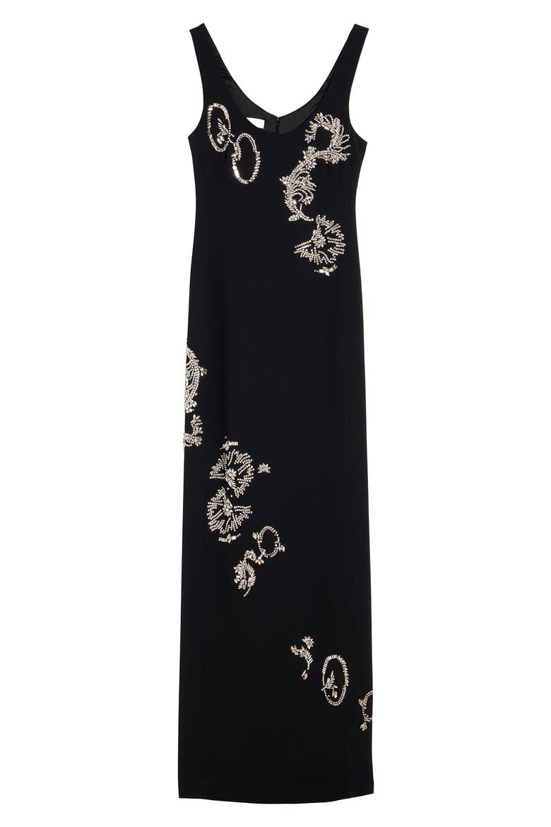 Embellished Sleeveless Column Gown, Alternate, color, BLACK