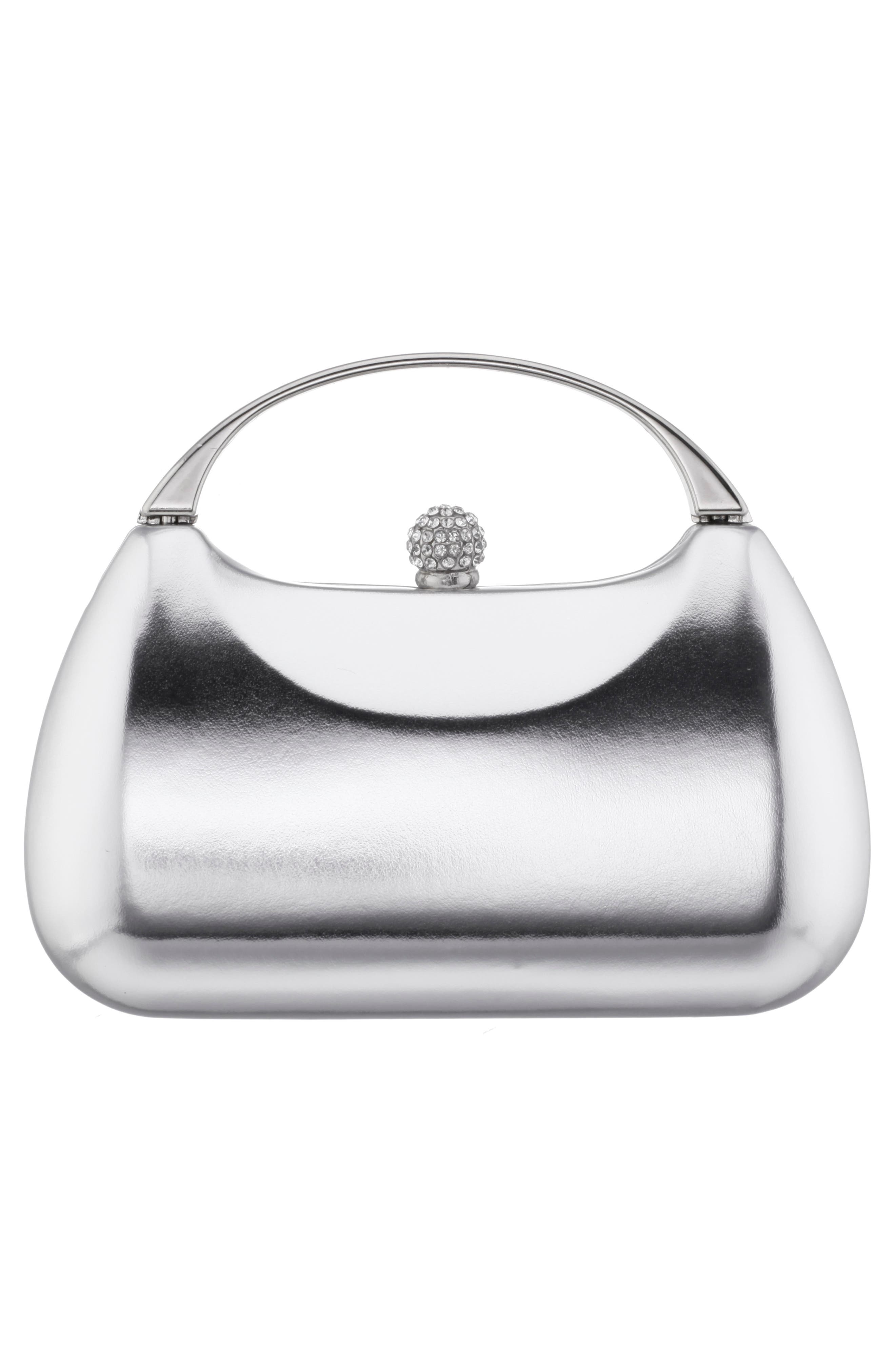 Nina Minaudière Top Handle Bag, Alternate, color, Silver