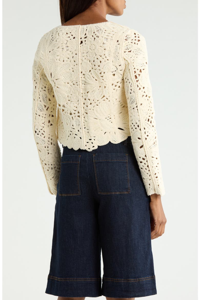 Crochet Cropped Cardigan, Alternate, color, NATURAL