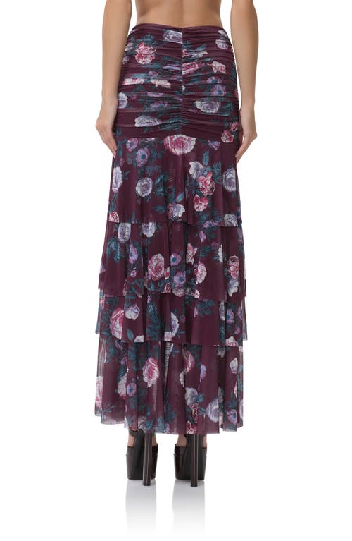 Afrm Zarin Floral High-low Mesh Skirt In Multi