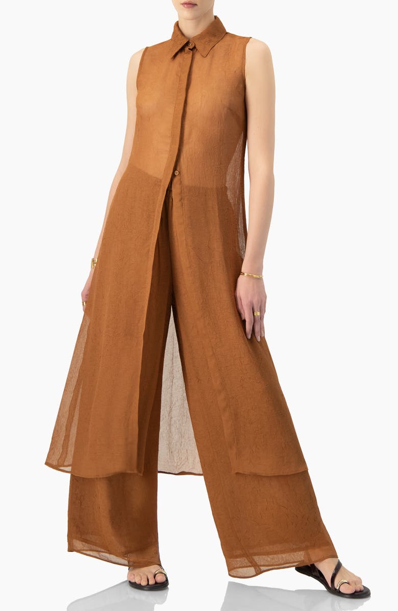 IVONNE Airy Wide-Leg Elastic Waist Pants, Alternate, color, Brown