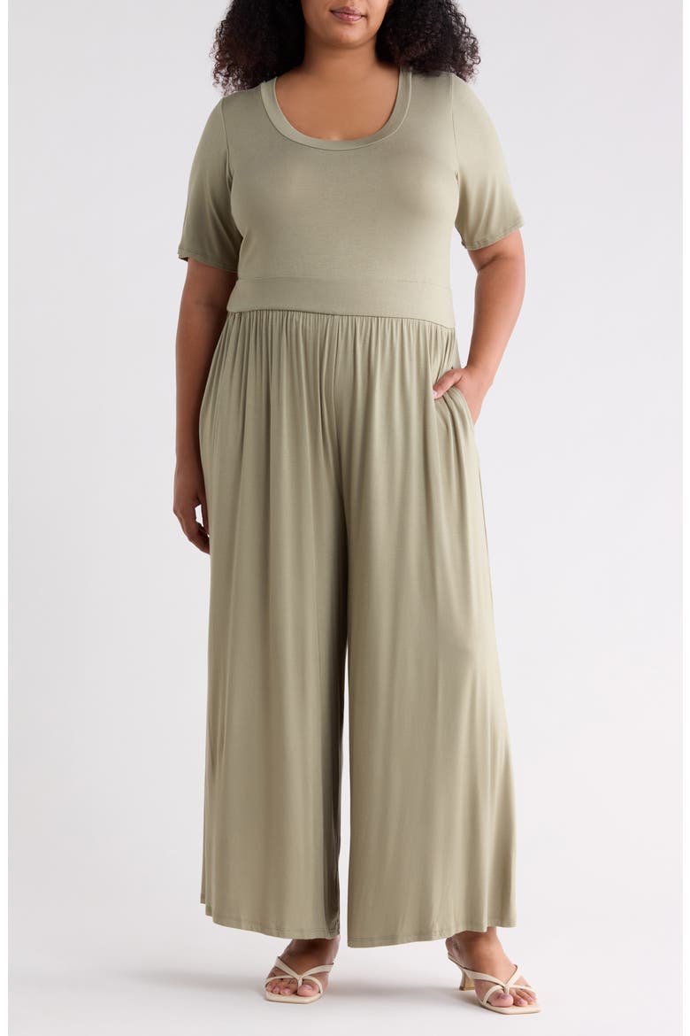 Knit Wide Leg Jumpsuit, Main, color, LIGHT OLIVE