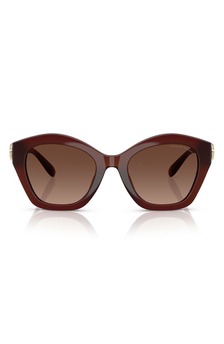 COACH 54mm Polarized Gradient Irregular Sunglasses, Main, color, Brown Gradient