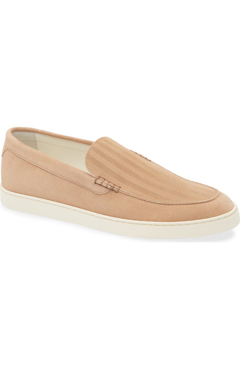 Brunello Cucinelli Chevron Embossed Suede Loafer, Main, color, Light Brown