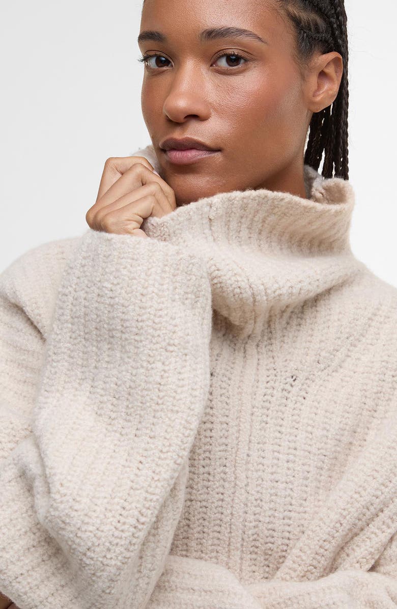 Barbour Imelda Oversize Merino Wool Blend Funnel Neck Sweater, Alternate, color, Aran