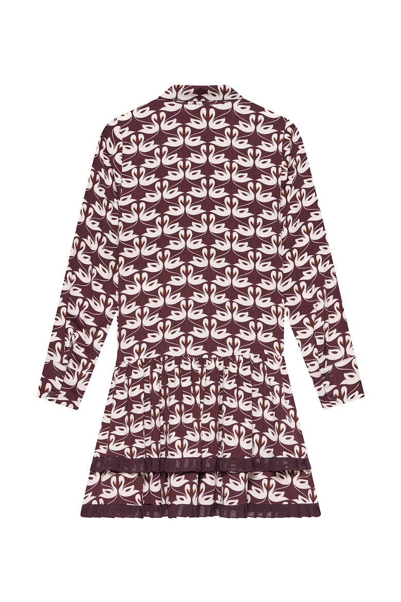 Swan Print Mini Dress, Alternate, color, Burgundy