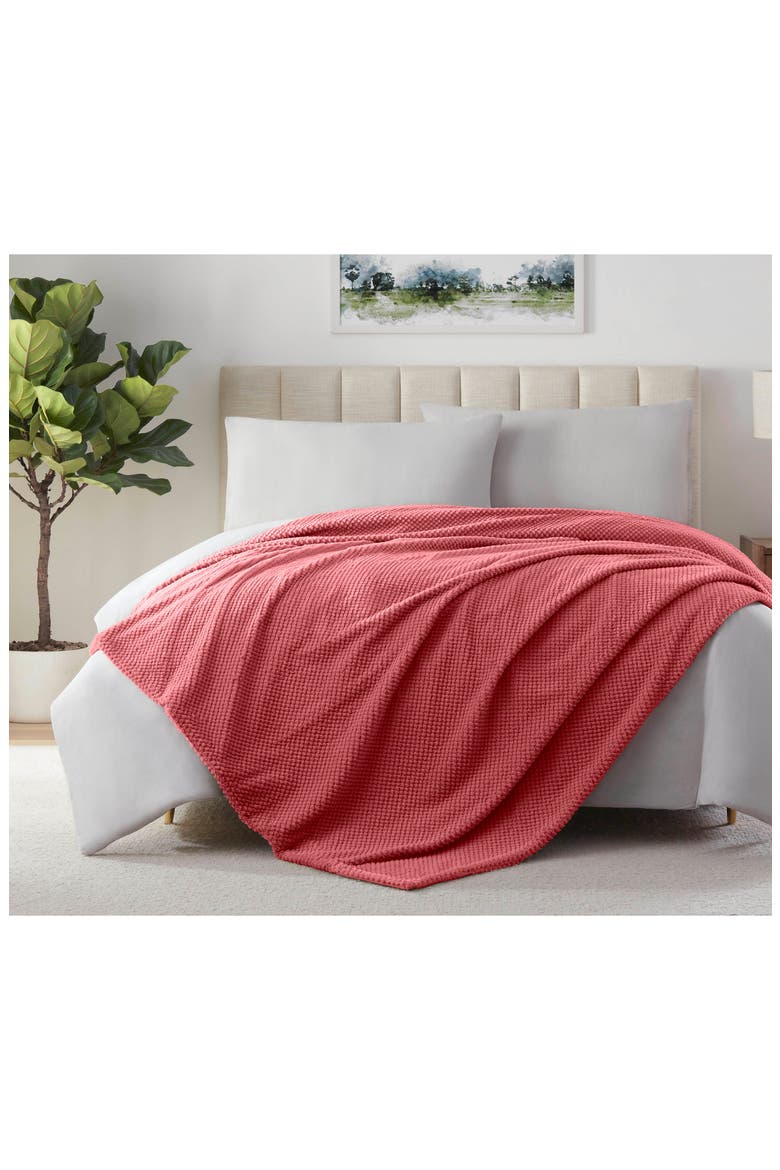 Plush Texture Throw Blanket, Alternate, color, DEEP ROSE