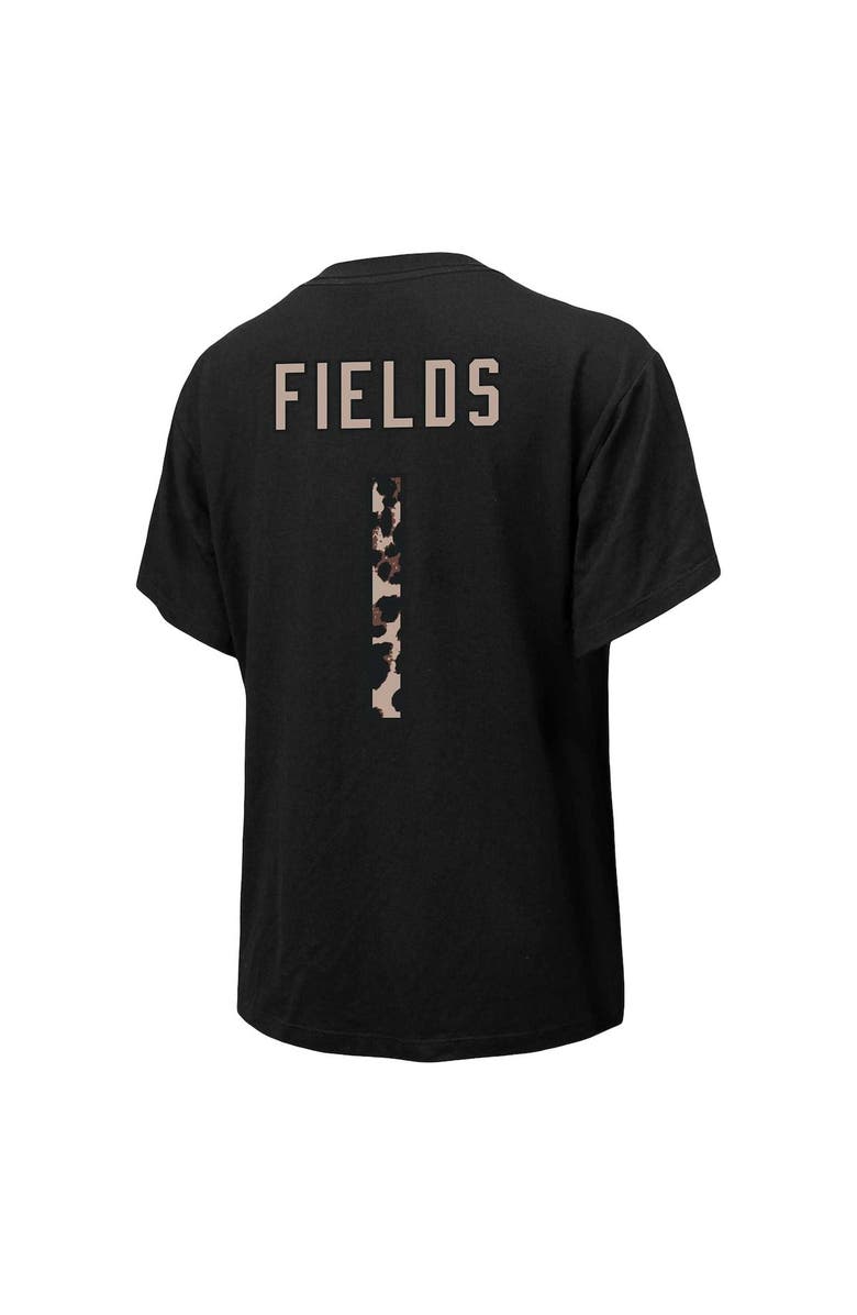 Majestic Threads Women's Majestic Threads Justin Fields Black Chicago Bears Leopard Player Name & Number T-Shirt, Alternate, color, 