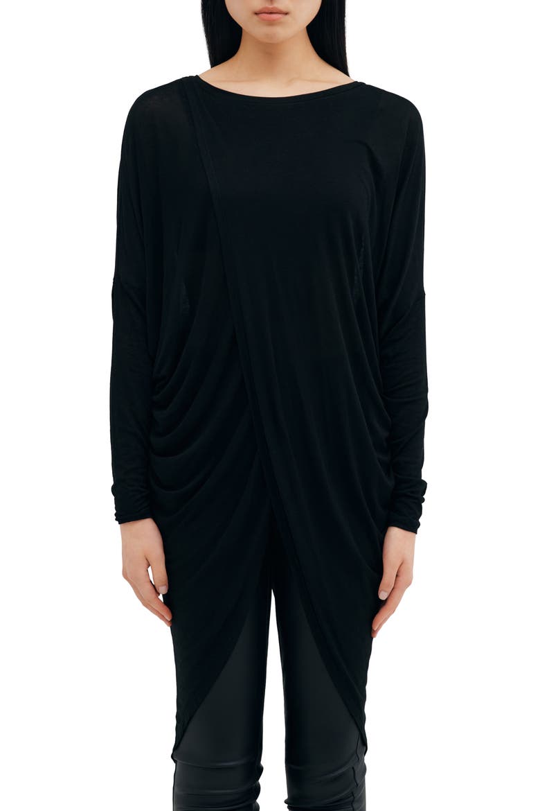 Vienna Tulip Hem Tunic, Main, color, BLACK