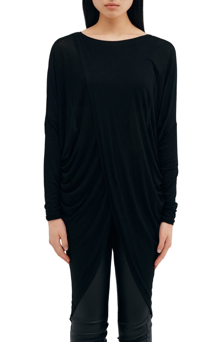 Two Lines by Marcella Vienna Tulip Hem Tunic, Main, color, Black