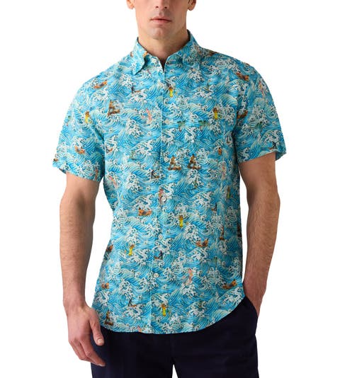 Morgan Surf Printed Linen Short Sleeve Shirt