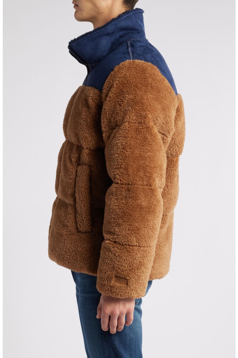 Emette UGGfluff Puffer Jacket, Alternate, color, CHESTNUT / MARINER