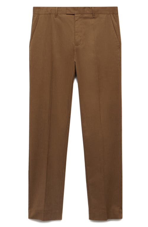 Mango Regular Fit Flat Front Twill Chinos In Brown