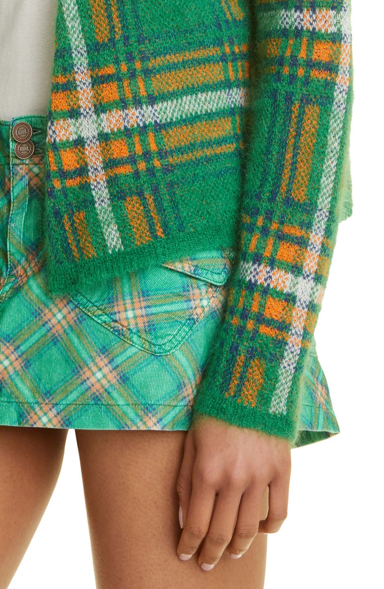 ERL Gender Inclusive Plaid Jacquard Cardigan, Alternate, color, 