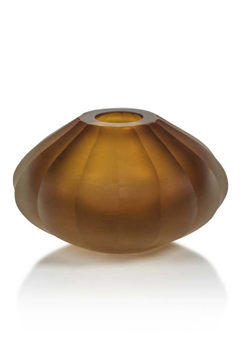 Milano Cut & Frosted Vase, Main, color, AMBER