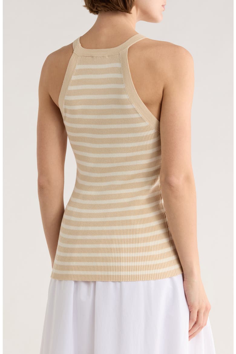 Stripe Rib Sleeveless Sweater, Alternate, color, ALMOND MILK/ IVORY