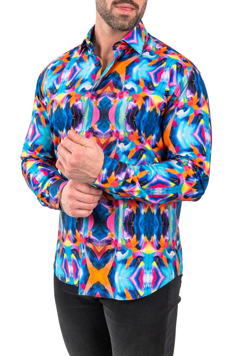 Maceoo Fibonacci Discomakeup Multi Contemporary Fit Button-Up Shirt, Alternate, color, 