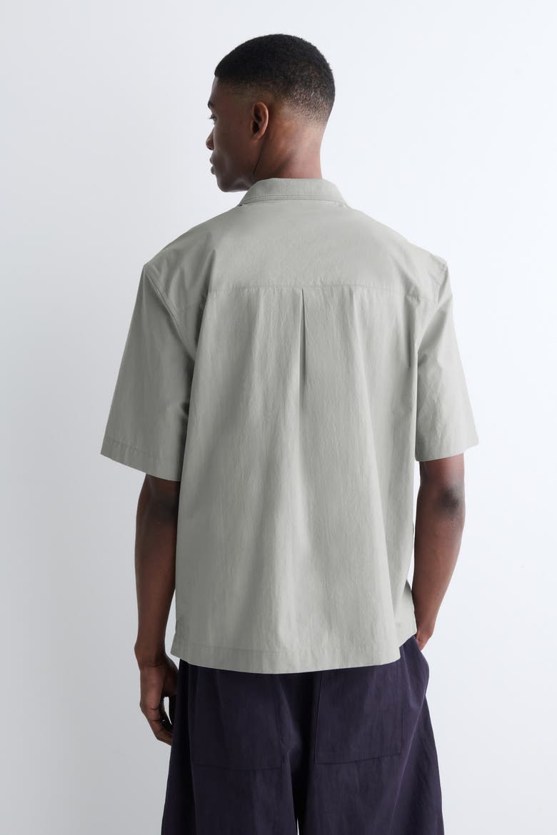 Camp-collar Cotton Shirt, Alternate, color, LIGHT GRAY
