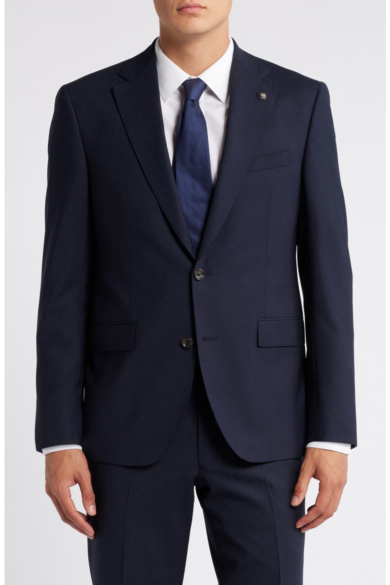 Esprit Solid Stretch Wool Suit, Alternate, color, NAVY