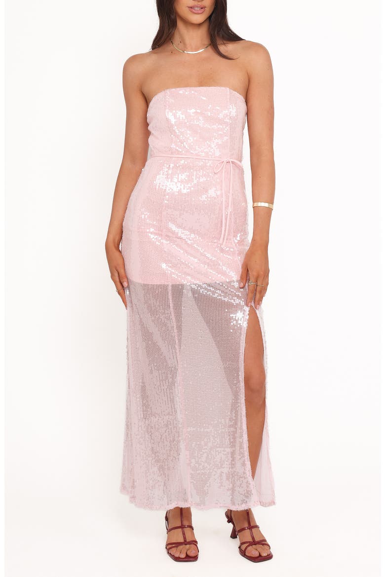 Liliane Sequin Strapless Maxi Dress, Main, color, PINK SEQUIN