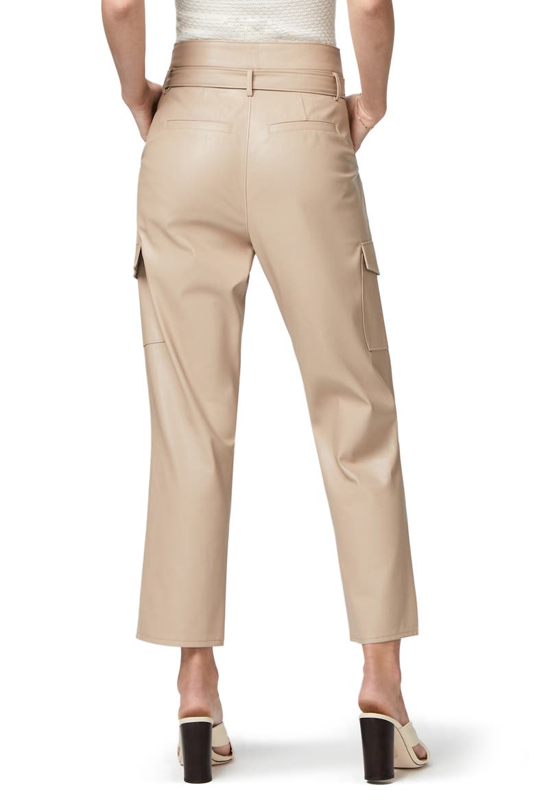 Tami Tie Waist Faux Leather Cargo Pants, Alternate, color, TAUPE