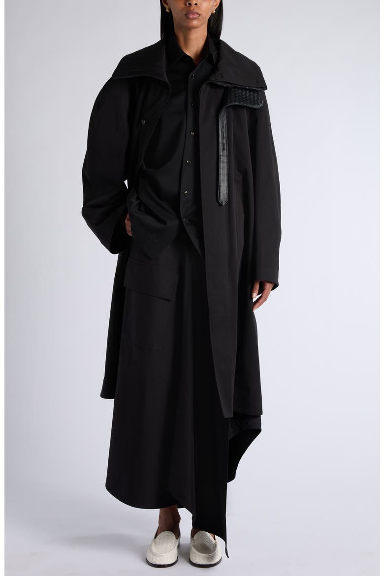 Wide Collar Light Cotton Coat, Alternate, color, 1010 DOUBLE BLACK