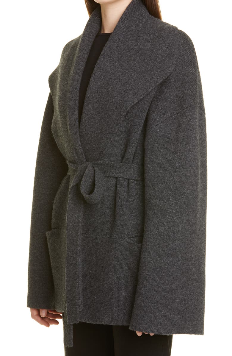 TOTEME Oversize Draped Collar Belted Cardigan, Alternate, color,