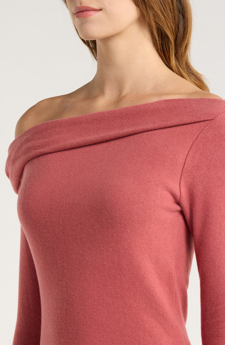 Reformation Elio One-Shoulder Top, Alternate, color, Rosewood