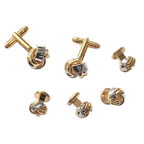 Classic Knot Gold Silver Cufflinks And Stud Sets